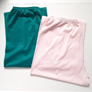 Vintage Vanity Fair Set of 2 Pairs Nylon Pajama Pants Pink Green Size M
